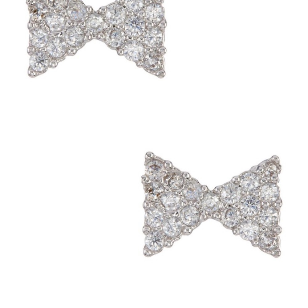 Pave Delicate Stud Bow Earrings